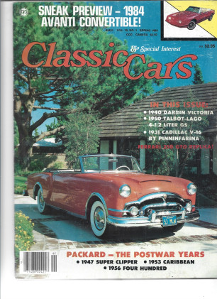 CLASSIC CARS & SPECIAL INTEREST 1984 SPRING - '47 SUPER CLIPPER, '53 CARIBBEAN